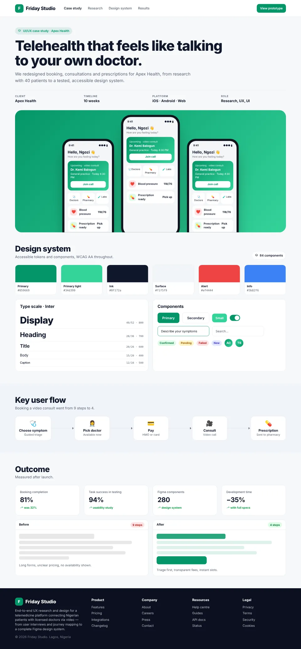 Apex Health — Telehealth Platform Design screenshot