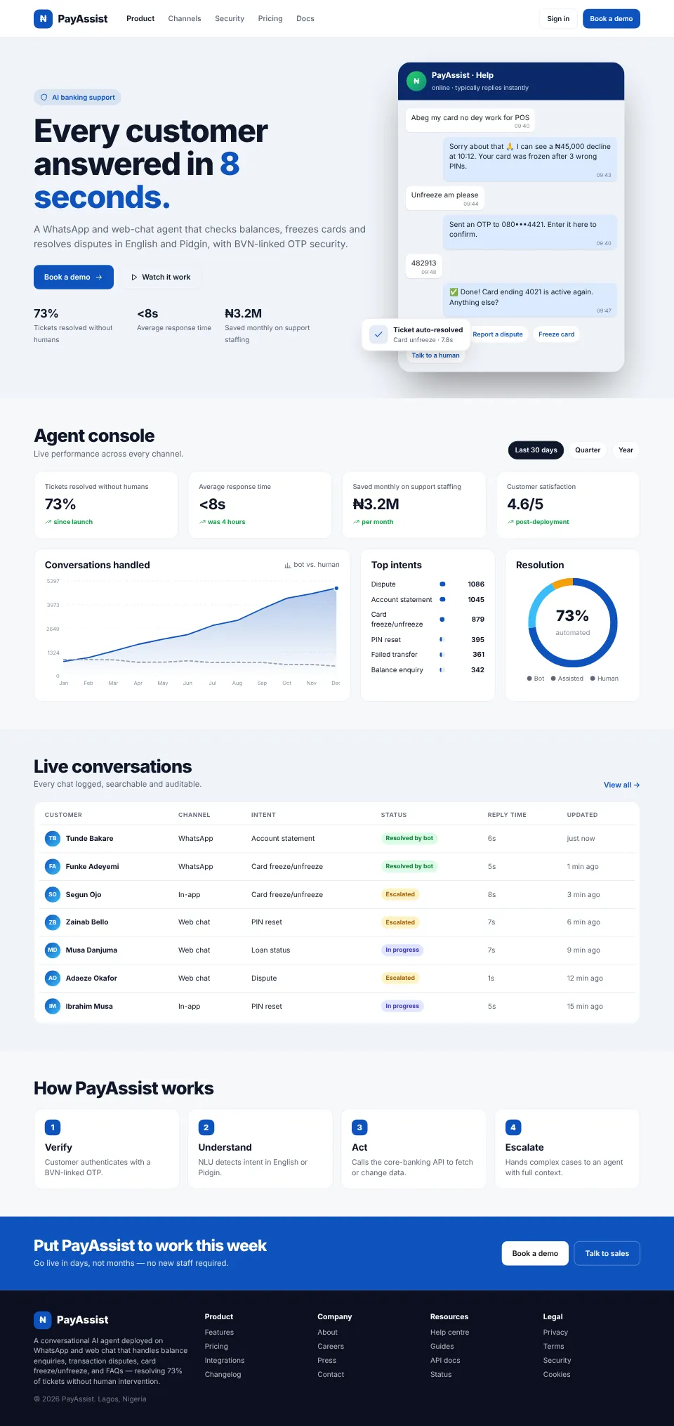 PayAssist — AI Banking Support Agent screenshot