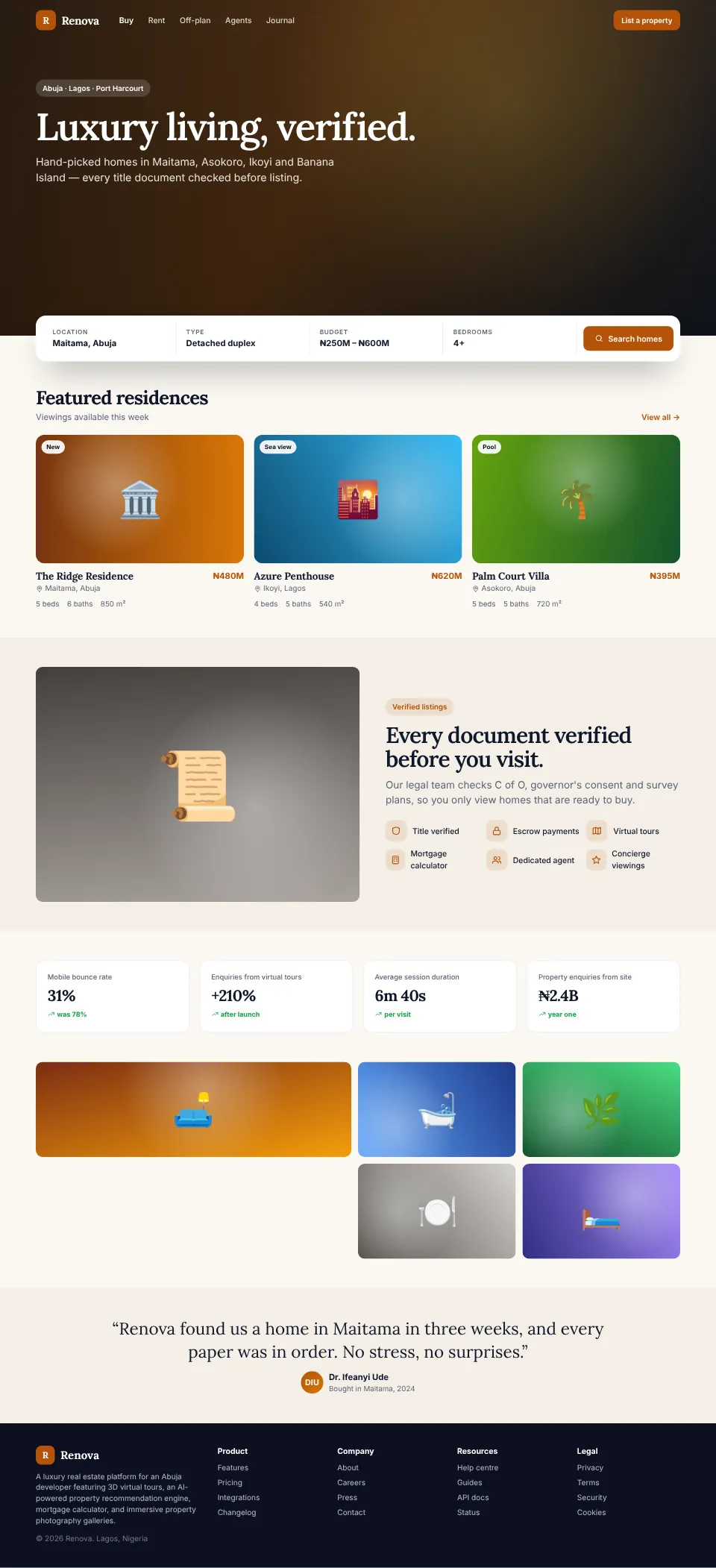 Renova — Premium Real Estate Portal screenshot