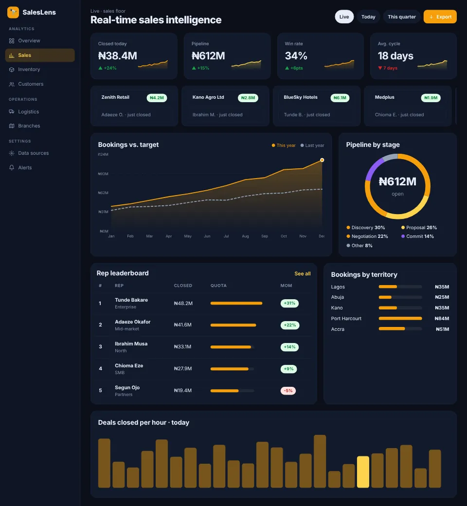 SalesLens — Real-time Sales Intelligence BI screenshot
