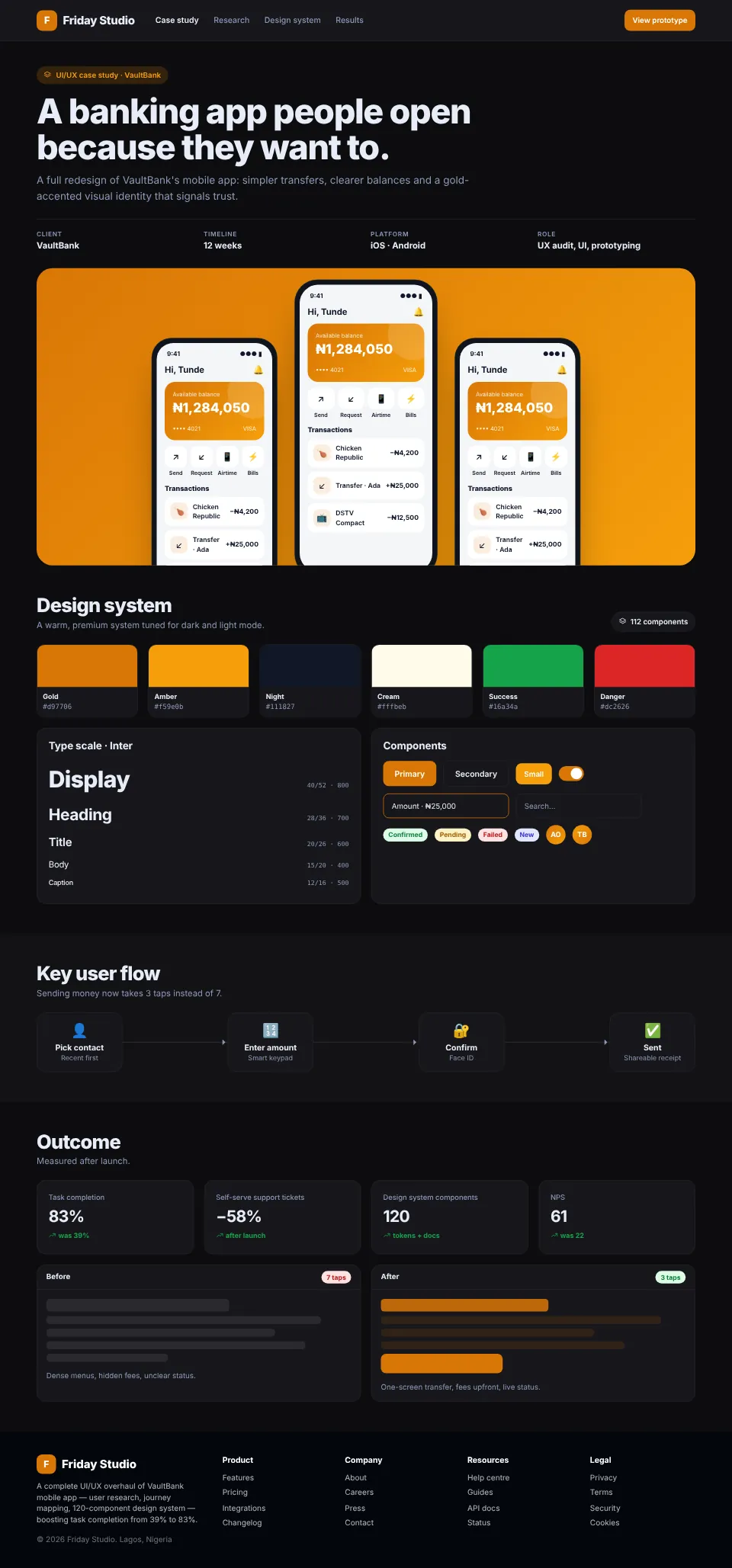 VaultBank — Mobile Banking UI/UX Redesign screenshot